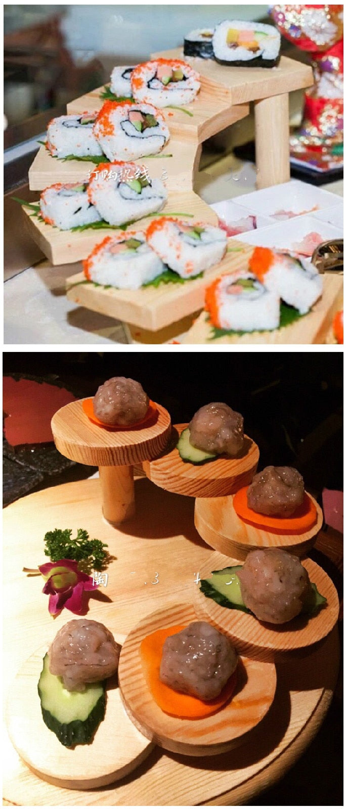 Ladder Japanese Tableware, Creative Sushi Wooden Plate Sashimi Boat