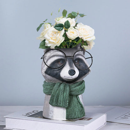Nordic New Style Ceramic Animal Flower Pot Cartoon Panda Fox Owl Head Pot Succulents Plants Bonsai Home Decoration Xmas Gift