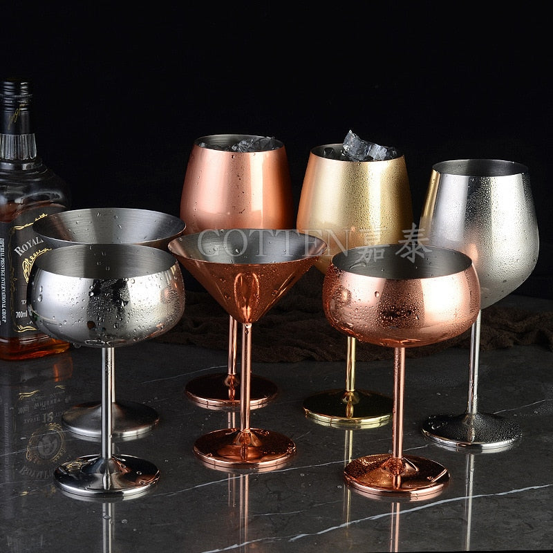 304 stainless steel copper plated single-layer goblet cocktail glass 500 ml wine glass