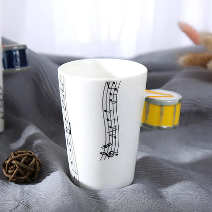 230ml/370ml Creative Ceramic Coffee Cups with Handle Musical Violin Guitar Style Coffee Mug Water Cup Novelty Gifts