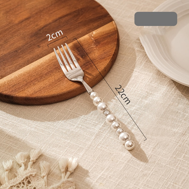1/3/4Pcs Pearl Cutlery Set Western 18/10 Stainless Steel Tableware Wedding Diamond Inlaid Dinnerware Knife Fork Spoon Gift