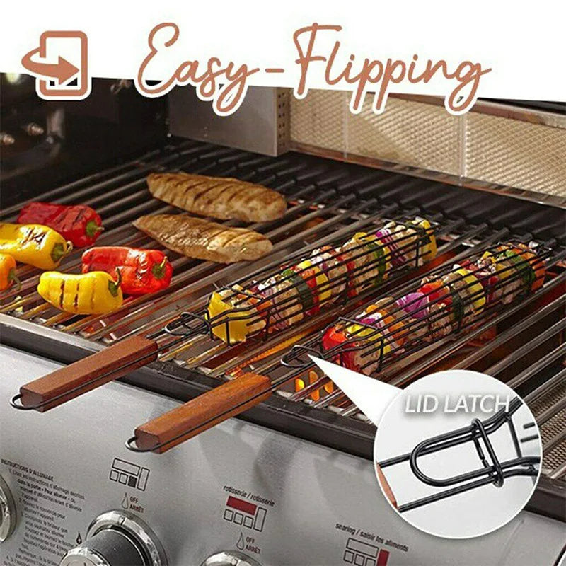 Camping barbecue BBQ Grilling Basket Charcoal grill Outdoors Grill tools Portable Nonstick Roasting  meat accessories picnic