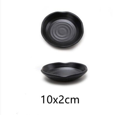 1pc Pure Black Plastic Irregular Plate Dish BBQ Picnic Plates Dipping Sauce Dishes Serving Tray Restaurant Kitchen Tableware