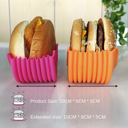 Contact-free Burger Food Fixed Clip Shell Sandwich Hamburger Silicone Rack Holder for Household washable Kitchen Convenient Part
