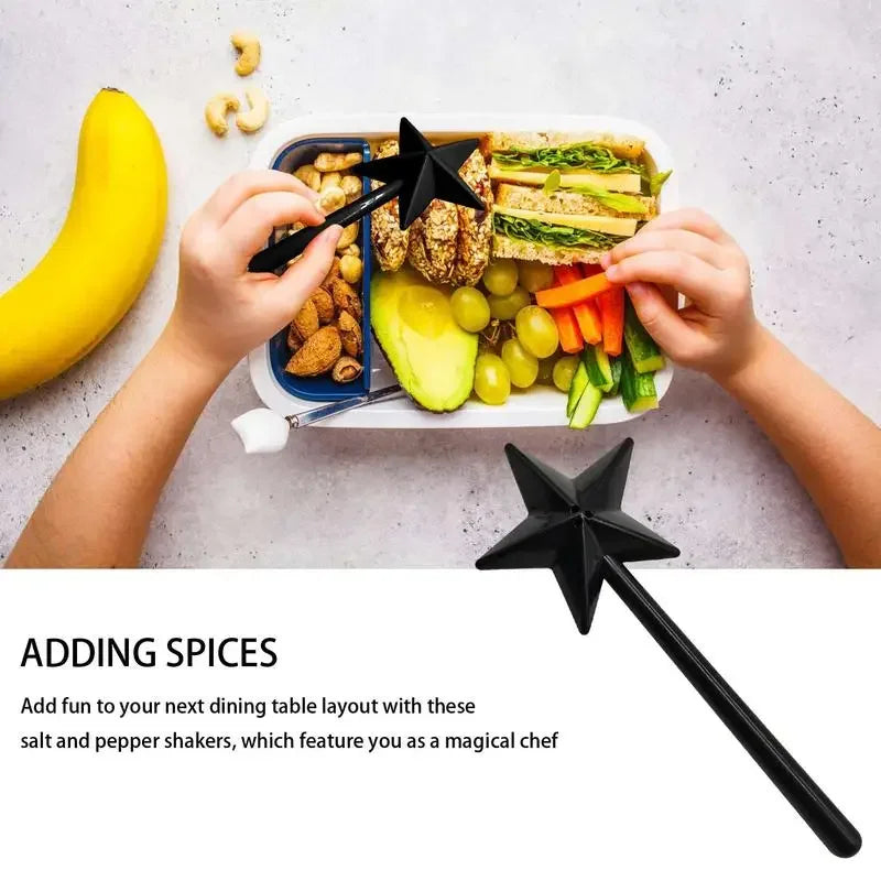 Salt Pepper Shakers Refillable Magical Star Wand Spice Dispenser Seasoning Shaker Set Kitchen Cooking Dining Table BBQ Supplies