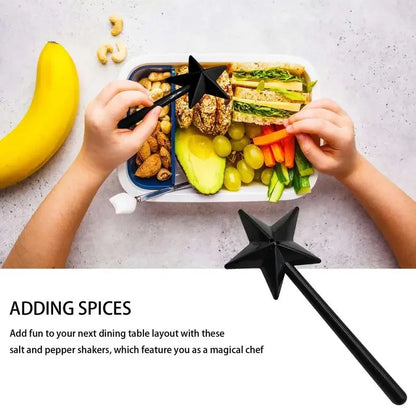 Salt Pepper Shakers Refillable Magical Star Wand Spice Dispenser Seasoning Shaker Set Kitchen Cooking Dining Table BBQ Supplies