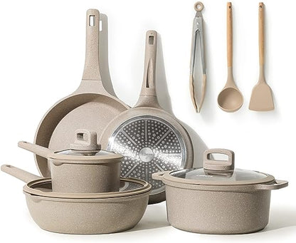 11Pcs Pots and Pans Set ,Nonstick Kitchen Cookware Sets, Stackable Induction Cookware