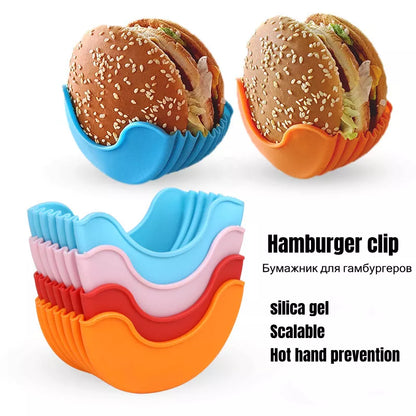 Contact-free Burger Food Fixed Clip Shell Sandwich Hamburger Silicone Rack Holder for Household washable Kitchen Convenient Part